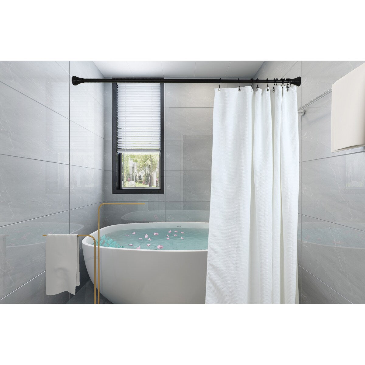 Utopia Alley Deco Flat Double Roller Shower Curtain Hooks, Matt Black - Matt Black