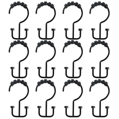 Utopia Alley Deco Flat Double Roller Shower Curtain Hooks, Matt Black - Matt Black