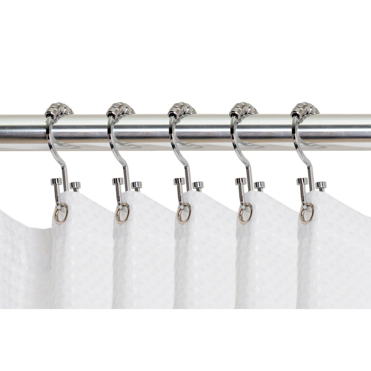 Utopia Alley Deco Flat Double Roller Shower Curtain Hooks, Chrome - Polished Chrome