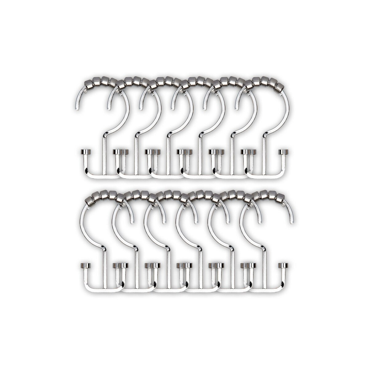 Utopia Alley Deco Flat Double Roller Shower Curtain Hooks, Chrome - Polished Chrome