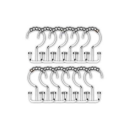 Utopia Alley Deco Flat Double Roller Shower Curtain Hooks, Chrome - Polished Chrome