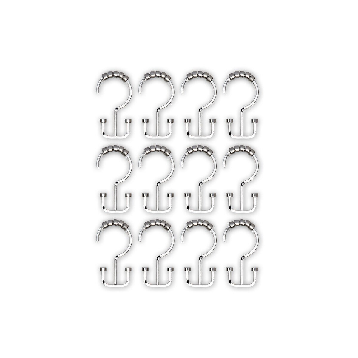 Utopia Alley Deco Flat Double Roller Shower Curtain Hooks, Chrome - Polished Chrome
