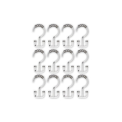 Utopia Alley Deco Flat Double Roller Shower Curtain Hooks, Chrome - Polished Chrome