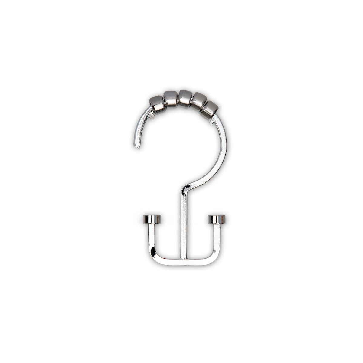 Utopia Alley Deco Flat Double Roller Shower Curtain Hooks, Chrome - Polished Chrome