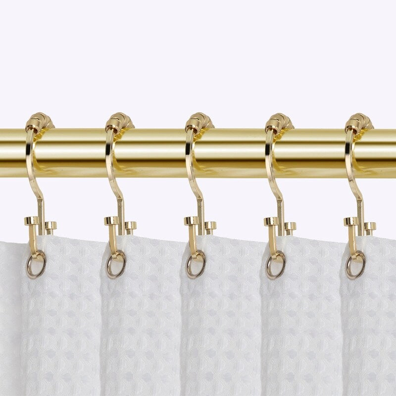 Utopia Alley Deco Flat Double Roller Shower Curtain Hooks, Gold