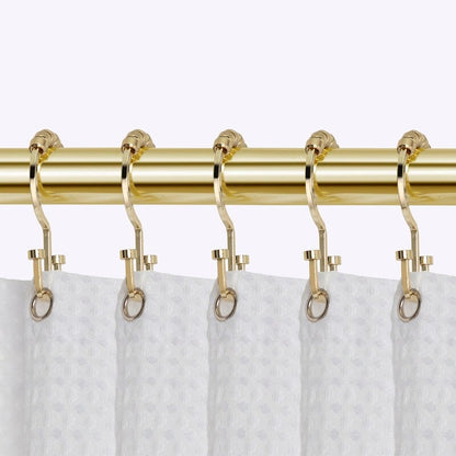 Utopia Alley Deco Flat Double Roller Shower Curtain Hooks, Gold