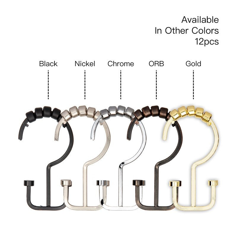 Utopia Alley Deco Flat Double Roller Shower Curtain Hooks, Gold