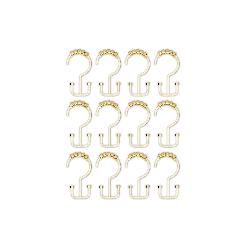 Utopia Alley Deco Flat Double Roller Shower Curtain Hooks, Gold