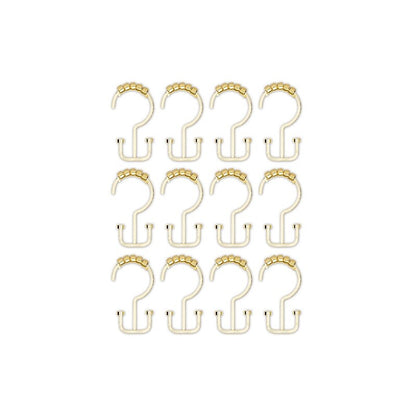 Utopia Alley Deco Flat Double Roller Shower Curtain Hooks, Gold