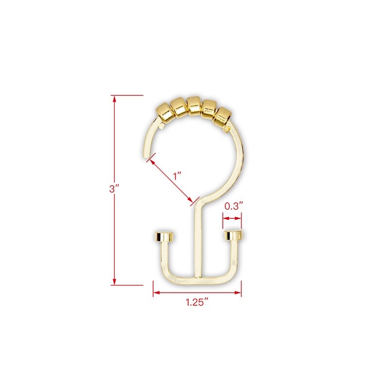 Utopia Alley Deco Flat Double Roller Shower Curtain Hooks, Gold