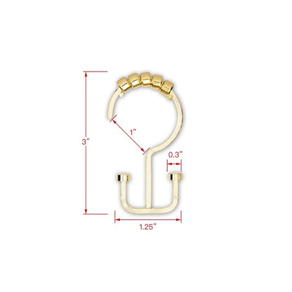 Utopia Alley Deco Flat Double Roller Shower Curtain Hooks, Gold