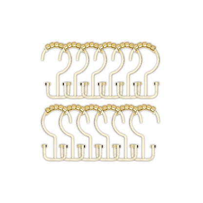 Utopia Alley Deco Flat Double Roller Shower Curtain Hooks, Gold