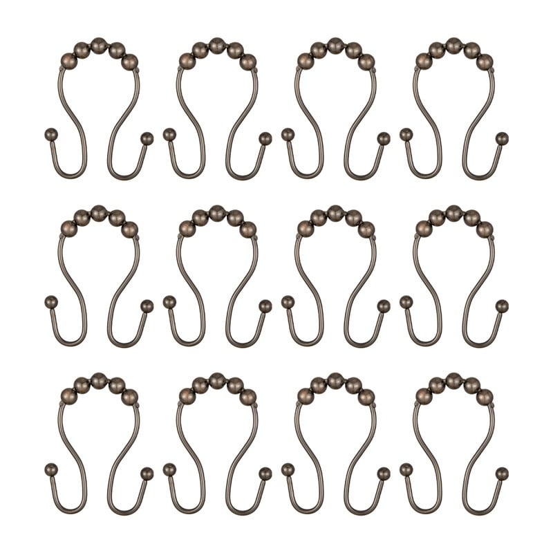 Utopia Alley Double Roller Ball Stainless Steel Shower Curtain Hooks Rings, Set of 12
