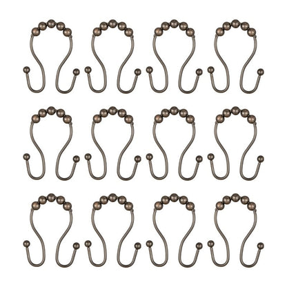 Utopia Alley Double Roller Ball Stainless Steel Shower Curtain Hooks Rings, Set of 12