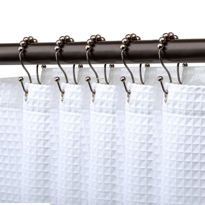 Utopia Alley Double Roller Ball Stainless Steel Shower Curtain Hooks Rings, Set of 12