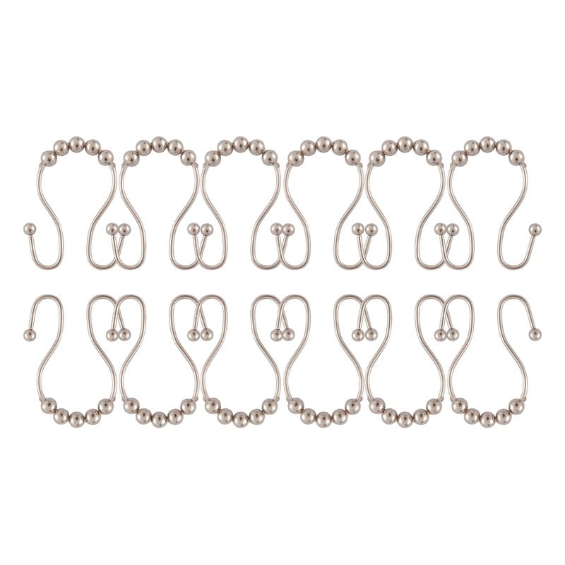 Utopia Alley Double Roller Ball Stainless Steel Shower Curtain Hooks Rings, Set of 12