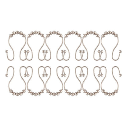 Utopia Alley Double Roller Ball Stainless Steel Shower Curtain Hooks Rings, Set of 12