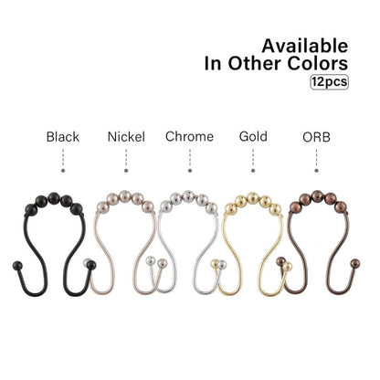 Utopia Alley Double Roller Ball Stainless Steel Shower Curtain Hooks Rings, Set of 12