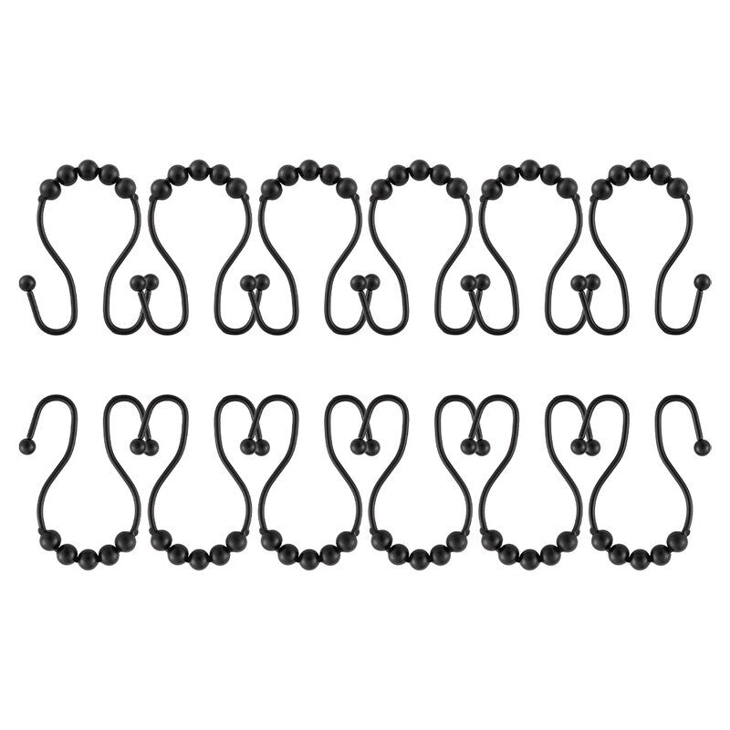 Utopia Alley Double Roller Ball Stainless Steel Shower Curtain Hooks Rings, Set of 12