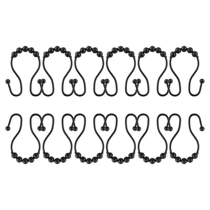 Utopia Alley Double Roller Ball Stainless Steel Shower Curtain Hooks Rings, Set of 12