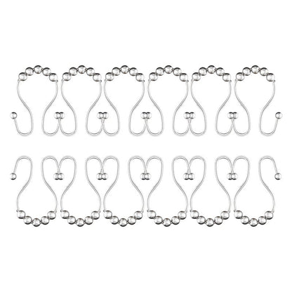Utopia Alley Double Roller Ball Stainless Steel Shower Curtain Hooks Rings, Set of 12