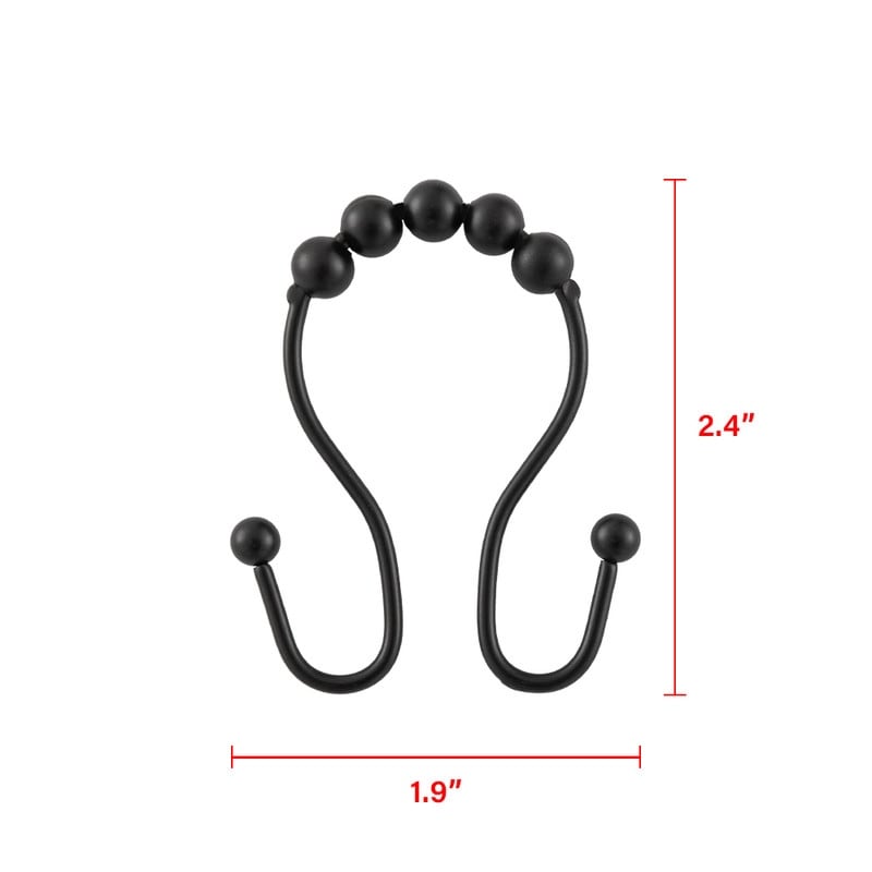 Utopia Alley Double Roller Ball Stainless Steel Shower Curtain Hooks Rings, Set of 12