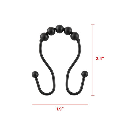 Utopia Alley Double Roller Ball Stainless Steel Shower Curtain Hooks Rings, Set of 12