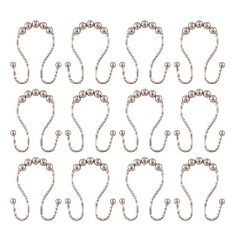 Utopia Alley Double Roller Ball Stainless Steel Shower Curtain Hooks Rings, Set of 12