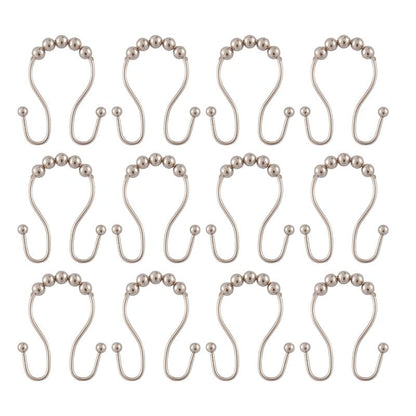 Utopia Alley Double Roller Ball Stainless Steel Shower Curtain Hooks Rings, Set of 12