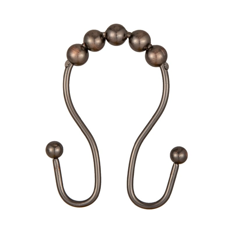 Utopia Alley Double Roller Ball Stainless Steel Shower Curtain Hooks Rings, Set of 12