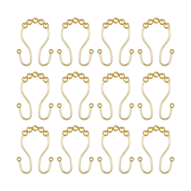 Utopia Alley Double Roller Ball Stainless Steel Shower Curtain Hooks Rings, Set of 12