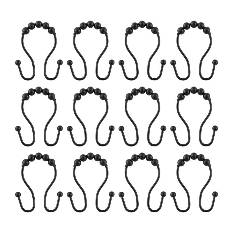 Utopia Alley Double Roller Ball Stainless Steel Shower Curtain Hooks Rings, Set of 12