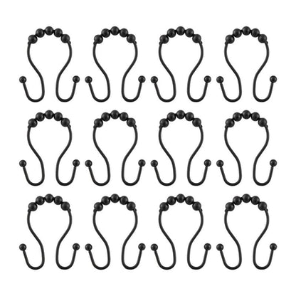 Utopia Alley Double Roller Ball Stainless Steel Shower Curtain Hooks Rings, Set of 12
