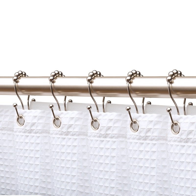 Utopia Alley Double Roller Ball Stainless Steel Shower Curtain Hooks Rings, Set of 12
