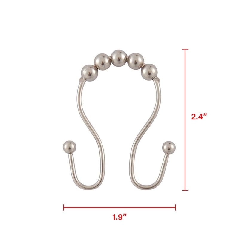 Utopia Alley Double Roller Ball Stainless Steel Shower Curtain Hooks Rings, Set of 12