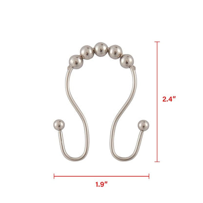 Utopia Alley Double Roller Ball Stainless Steel Shower Curtain Hooks Rings, Set of 12