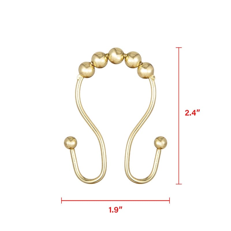 Utopia Alley Double Roller Ball Stainless Steel Shower Curtain Hooks Rings, Set of 12