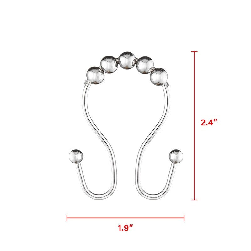 Utopia Alley Double Roller Ball Stainless Steel Shower Curtain Hooks Rings, Set of 12