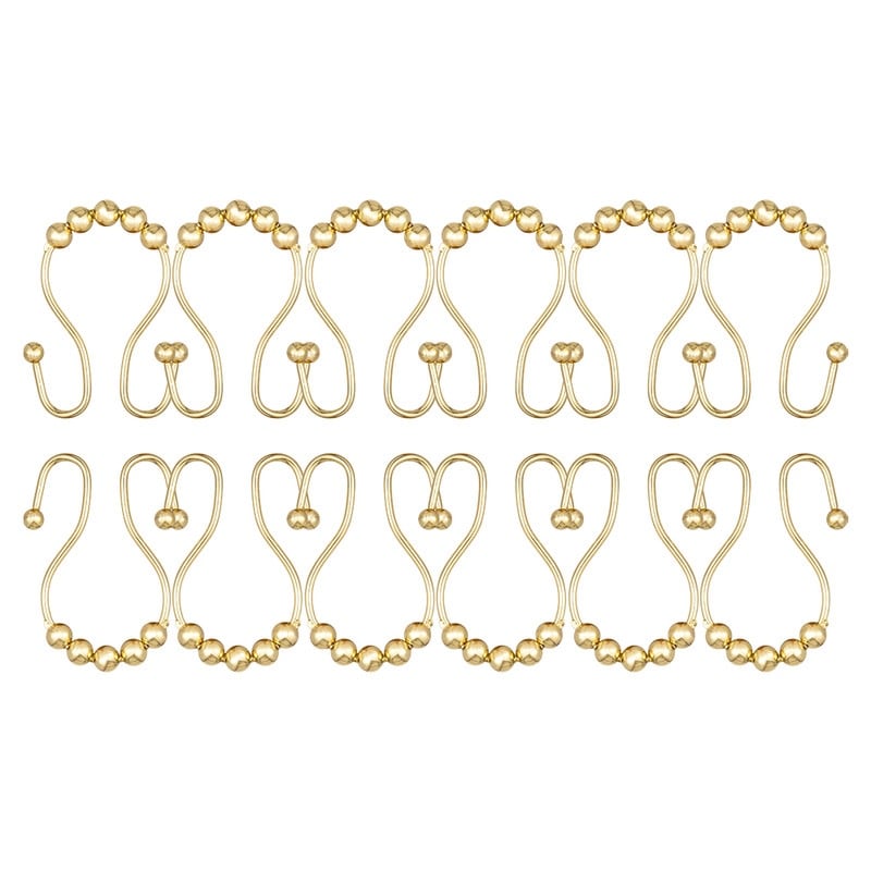 Utopia Alley Double Roller Ball Stainless Steel Shower Curtain Hooks Rings, Set of 12
