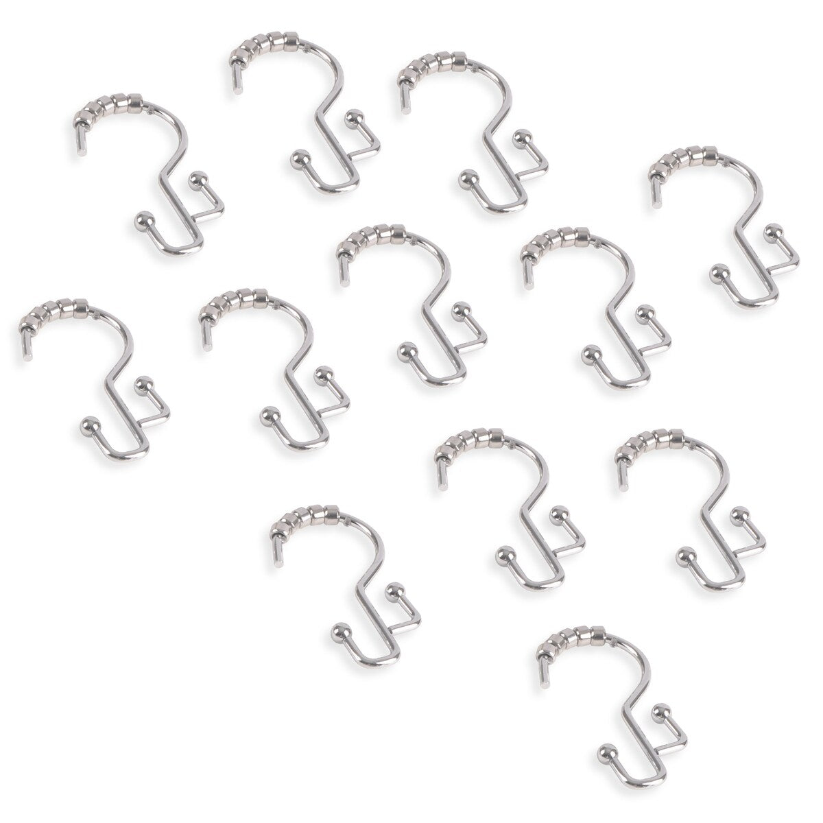 Utopia Alley Shower Hooks - Double Shower Curtain Rings for Bathroom - Rust Resistant Shower Curtain Hooks - Set of 12, Chrome