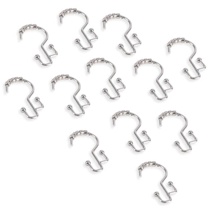 Utopia Alley Shower Hooks - Double Shower Curtain Rings for Bathroom - Rust Resistant Shower Curtain Hooks - Set of 12, Chrome