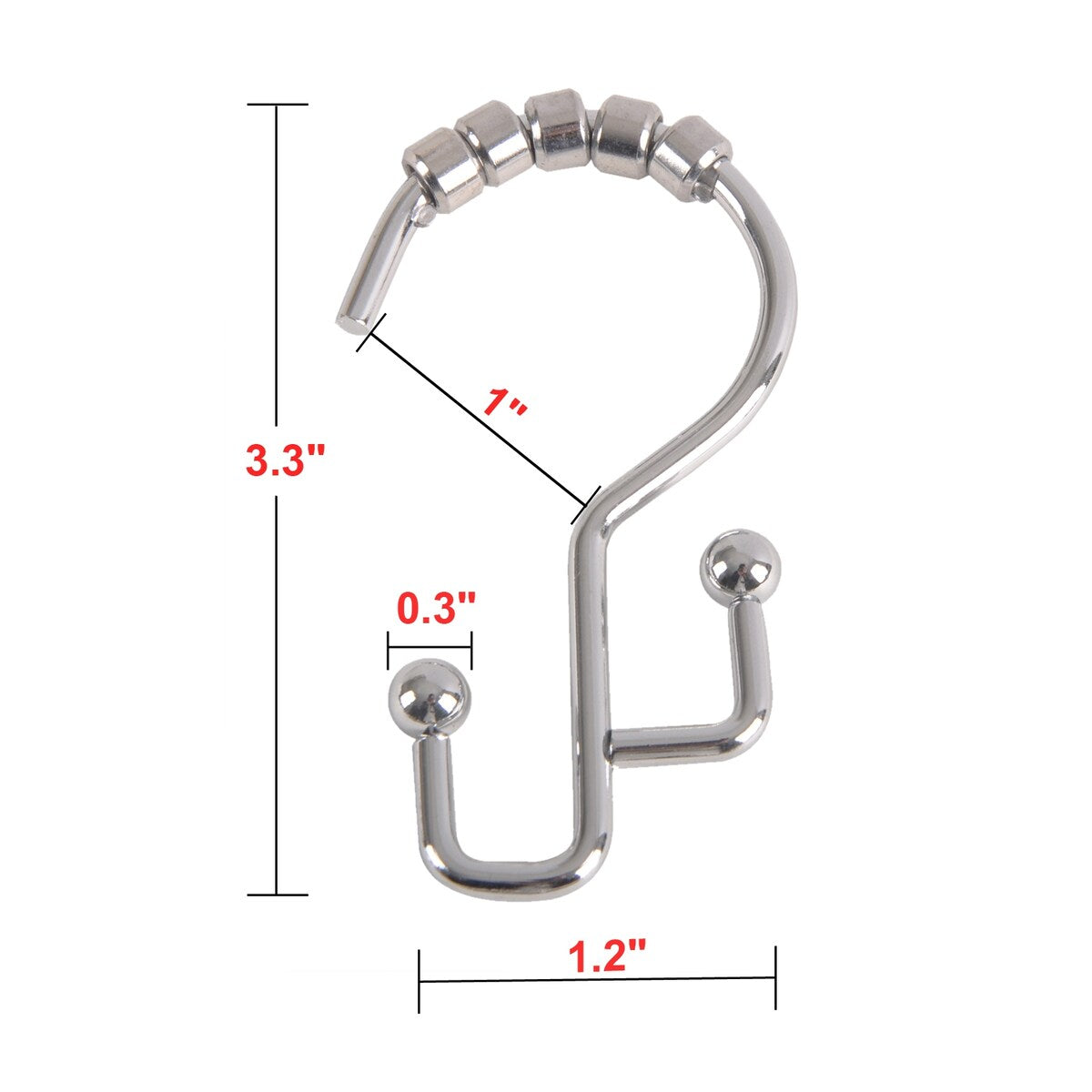 Utopia Alley Shower Hooks - Double Shower Curtain Rings for Bathroom - Rust Resistant Shower Curtain Hooks - Set of 12, Chrome