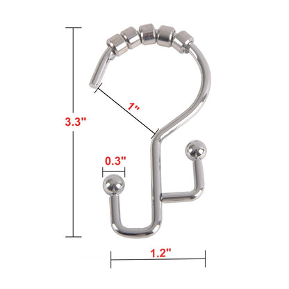 Utopia Alley Shower Hooks - Double Shower Curtain Rings for Bathroom - Rust Resistant Shower Curtain Hooks - Set of 12, Chrome