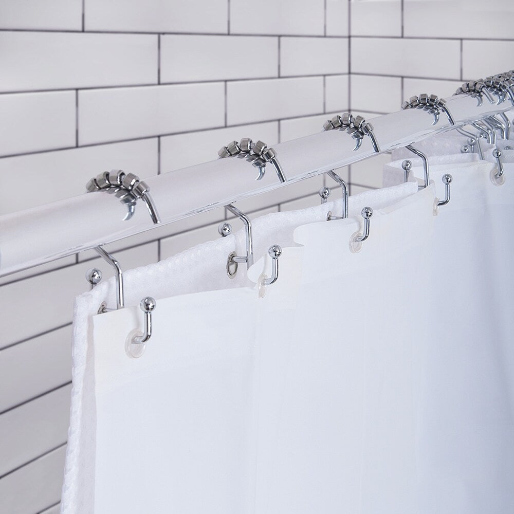 Utopia Alley Shower Hooks - Double Shower Curtain Rings for Bathroom - Rust Resistant Shower Curtain Hooks - Set of 12, Chrome