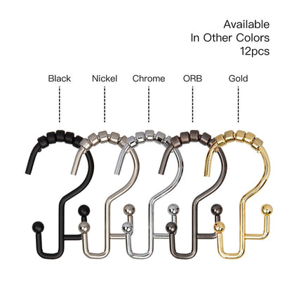 Utopia Alley Shower Hooks - Double Shower Curtain Rings for Bathroom - Rust Resistant Shower Curtain Hooks - Set of 12, Chrome