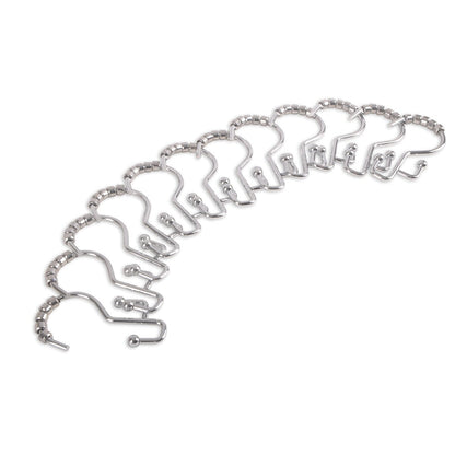 Utopia Alley Shower Hooks - Double Shower Curtain Rings for Bathroom - Rust Resistant Shower Curtain Hooks - Set of 12, Chrome