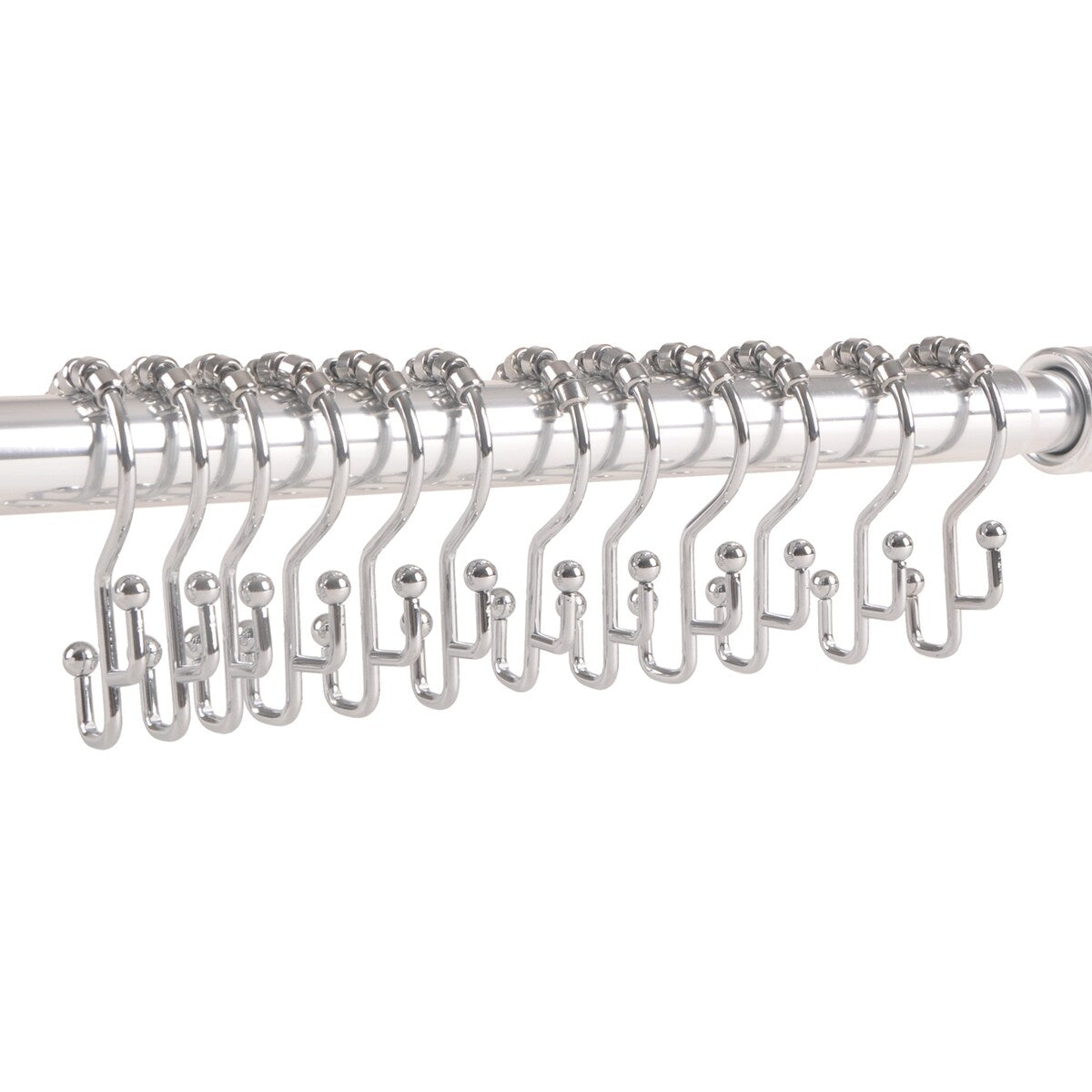 Utopia Alley Shower Hooks - Double Shower Curtain Rings for Bathroom - Rust Resistant Shower Curtain Hooks - Set of 12, Chrome
