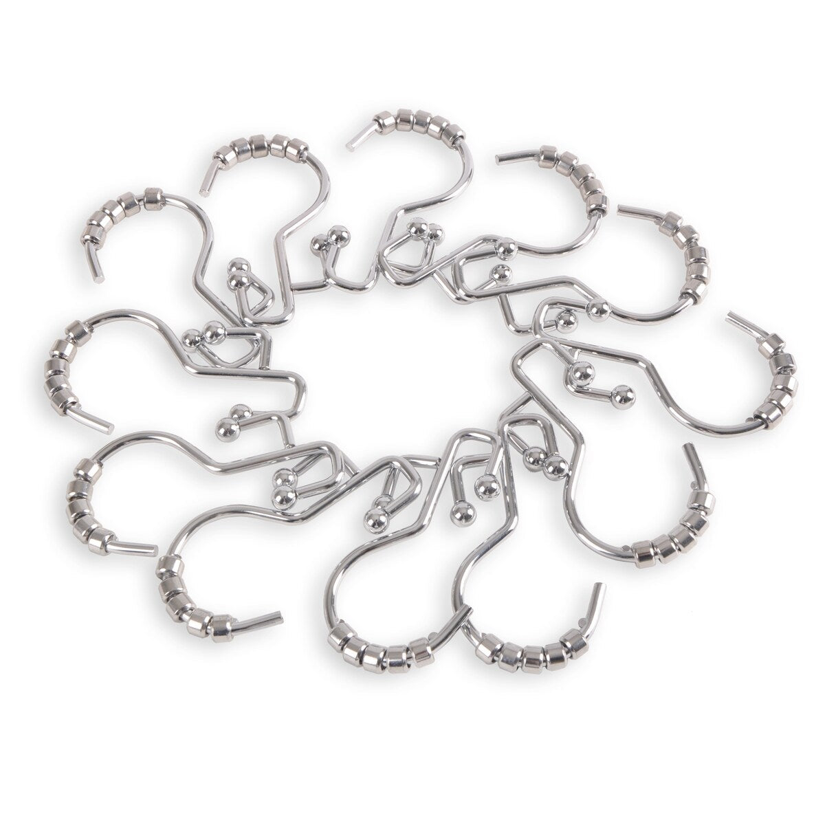 Utopia Alley Shower Hooks - Double Shower Curtain Rings for Bathroom - Rust Resistant Shower Curtain Hooks - Set of 12, Chrome