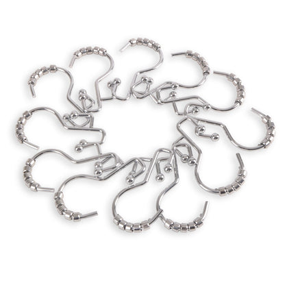 Utopia Alley Shower Hooks - Double Shower Curtain Rings for Bathroom - Rust Resistant Shower Curtain Hooks - Set of 12, Chrome