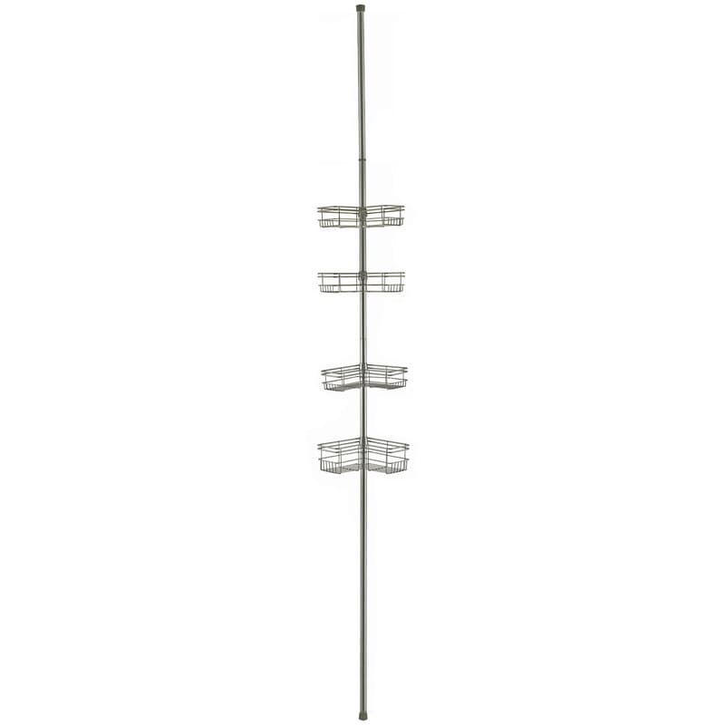 Utopia Alley Rust-Resistant Shower Tension Pole Caddy, 4 Deep Shelves